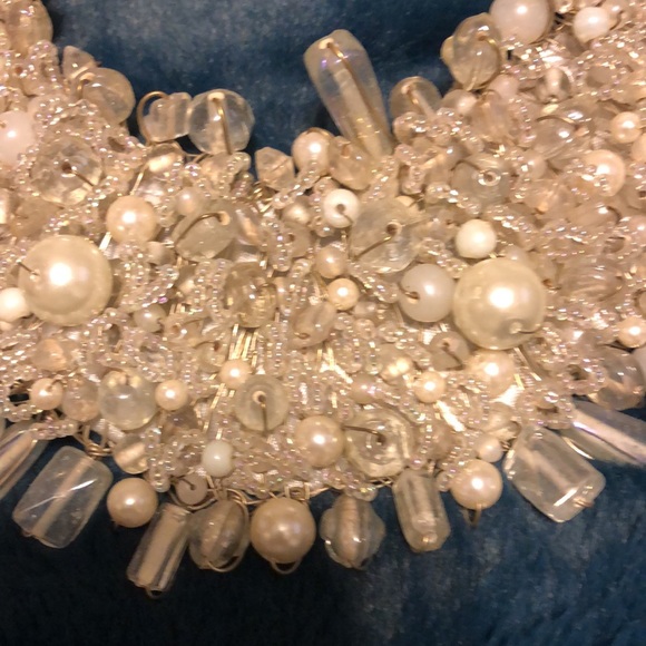 Beaded Choker - STATEMENT neck lace simulated lg and sm pearls w/ AB crystals. - Picture 6 of 6